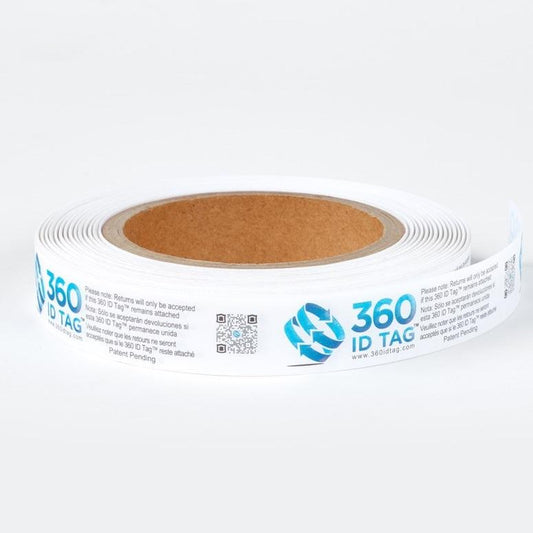 E-commerce return security tag with return policy. Prevent return fraud like wardrobing, wear and return, counterfeit product switches and tag switches. Add return tag to clothing, shoes, accessories to stop fraudulent returns. 360 ID Tag.