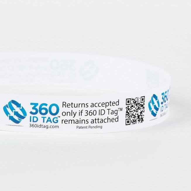 E-commerce anti-return fraud tag to prevent wardrobing. 360 ID Tag