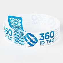 Load image into Gallery viewer, E-commerce return security tag with tamper-evident security seals VOID. Prevent return fraud like wardrobing, wear and return, counterfeit product switches and tag switches. Add return tag to clothing, shoes, accessories to stop fraudulent returns. 360 ID Tag.