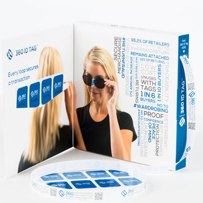E-commerce return security tag pack. Prevent return fraud like wardrobing, wear and return, counterfeit product switches and tag switches. Add return tag to clothing, shoes, accessories to stop fraudulent returns. 360 ID Tag.