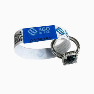 Ring with secure return tag attached to prevent wear and return fraud. 360 ID Tag