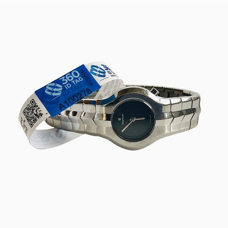 E-commerce return security tag on jewelry, watches. Prevent return fraud like wardrobing, wear and return, counterfeit product switches and tag switches. Stop fraudulent returns. 360 ID Tag.