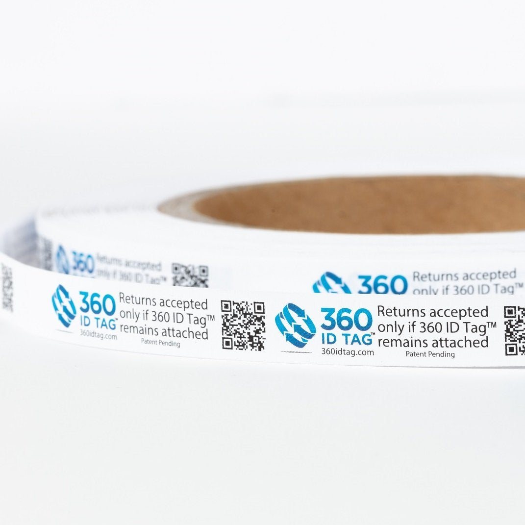 E-commerce anti-return fraud tag to deter wardrobing. 360 ID Tag